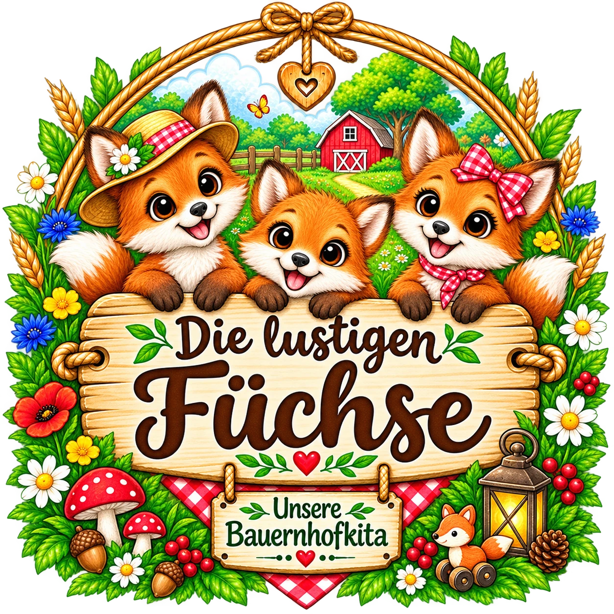 Gruppenschild: Die lustigen Füchse