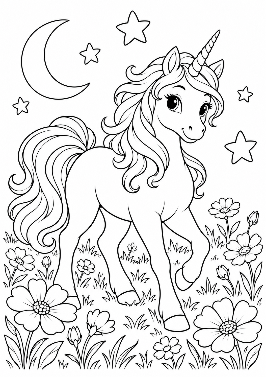 Ausmalbild: Das Sternen-Einhorn