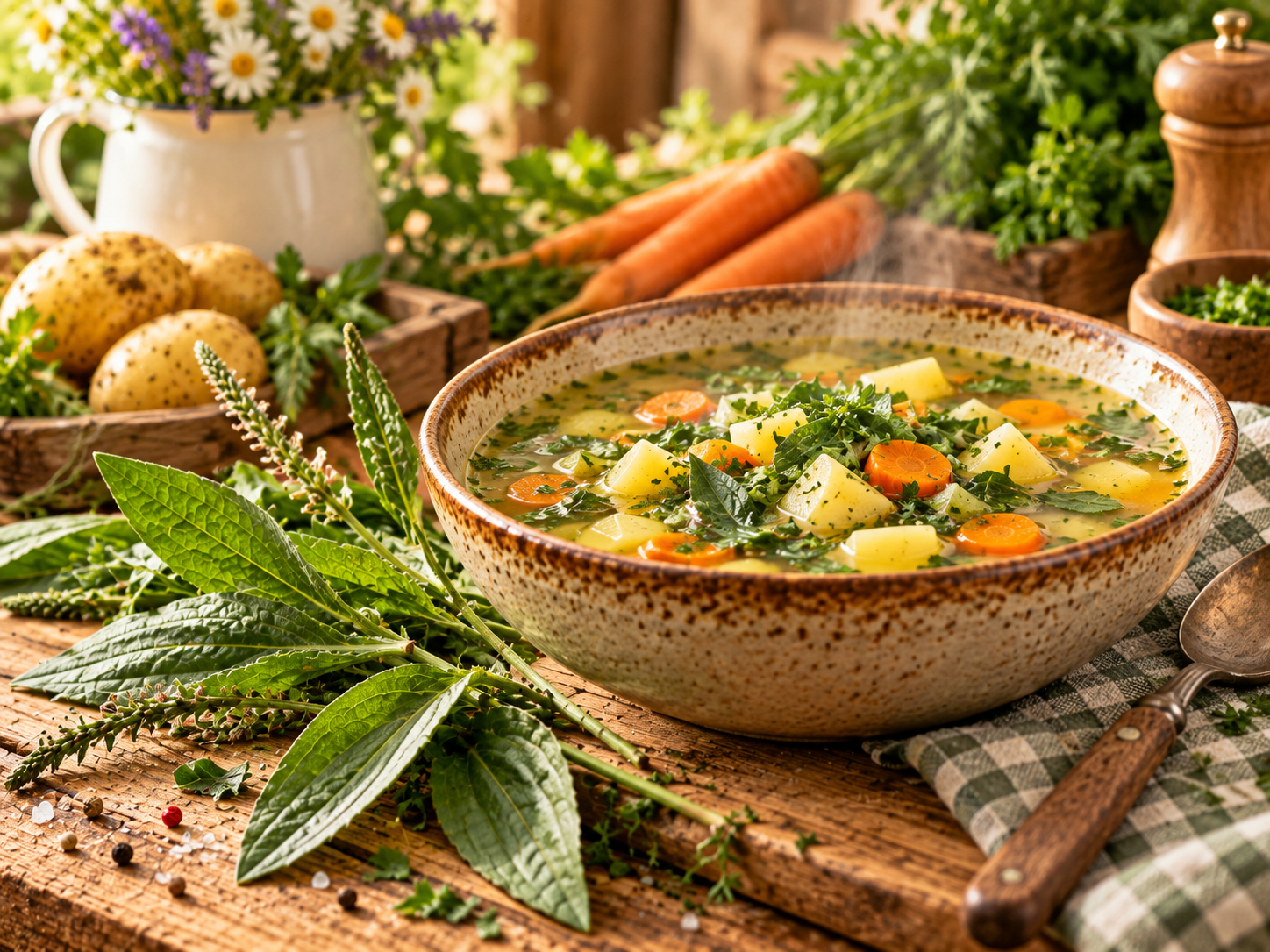 Rustikale Gemüsesuppe mit frischen Kräutern